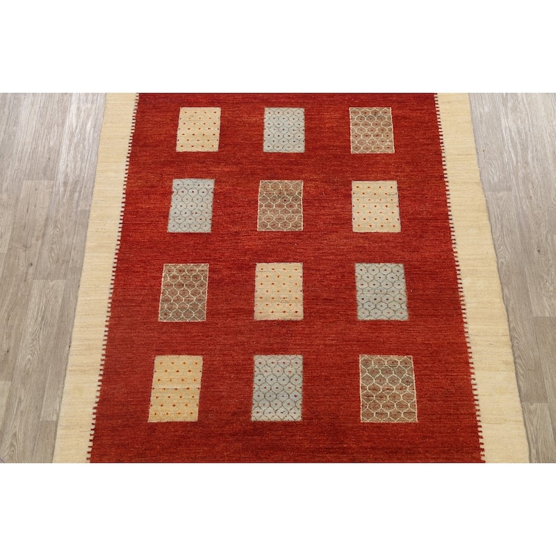 Geometric Modern Gabbeh Kashkoli Oriental Area Rug Wool Handmade - 6'0" x 7'7"