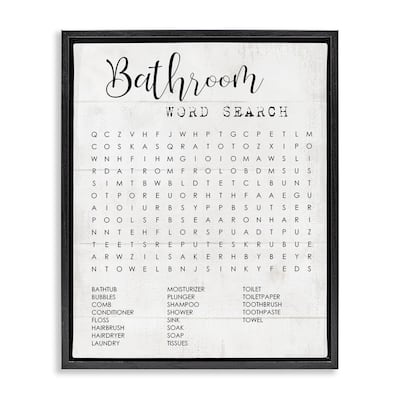 Stupell Bathroom Word Search Fun Family Word Design Floater Frame - Black