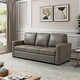 preview thumbnail 32 of 53, Ernando 83.46" Wide Genuine Leather Sofa with Squared Arms and Pillows DOVE