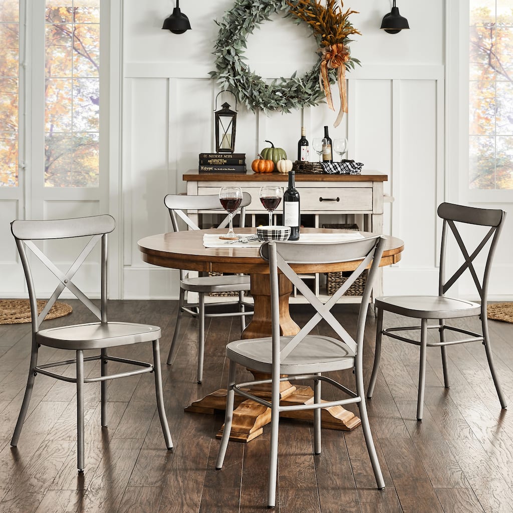 Eleanor 5-Piece Dining Set with Metal X-Cross Back Chairs by iNSPIRE Q Classic