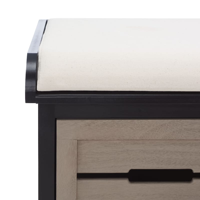 SAFAVIEH Mozella 3-Drawer Cushion Bench - 42" W x 15" D x 20" H - 42Wx15Dx20H
