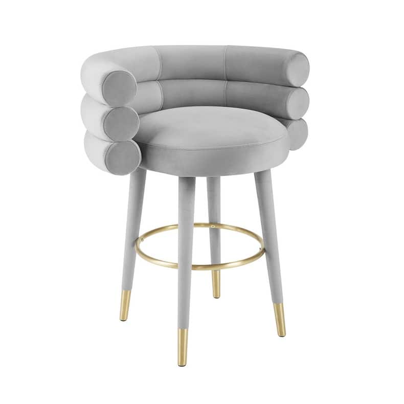 Strick & Bolton Laffut Velvet/ Gold Stainless Steel Counter Stool - N/A
