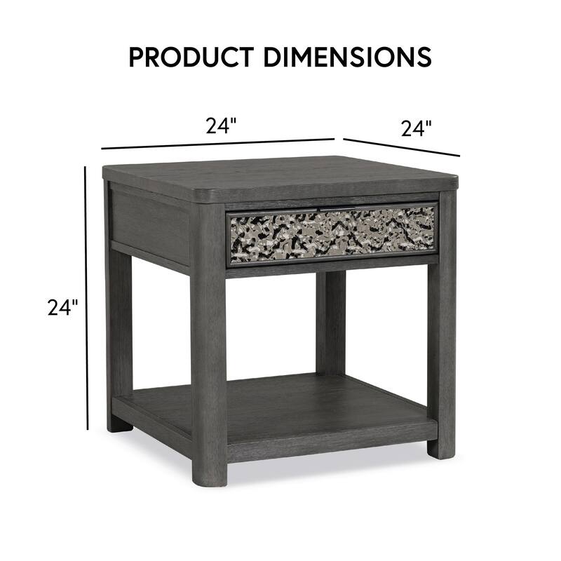 Furniture of America Piez Modern Ash Grey Wood 1-Drawer End Table