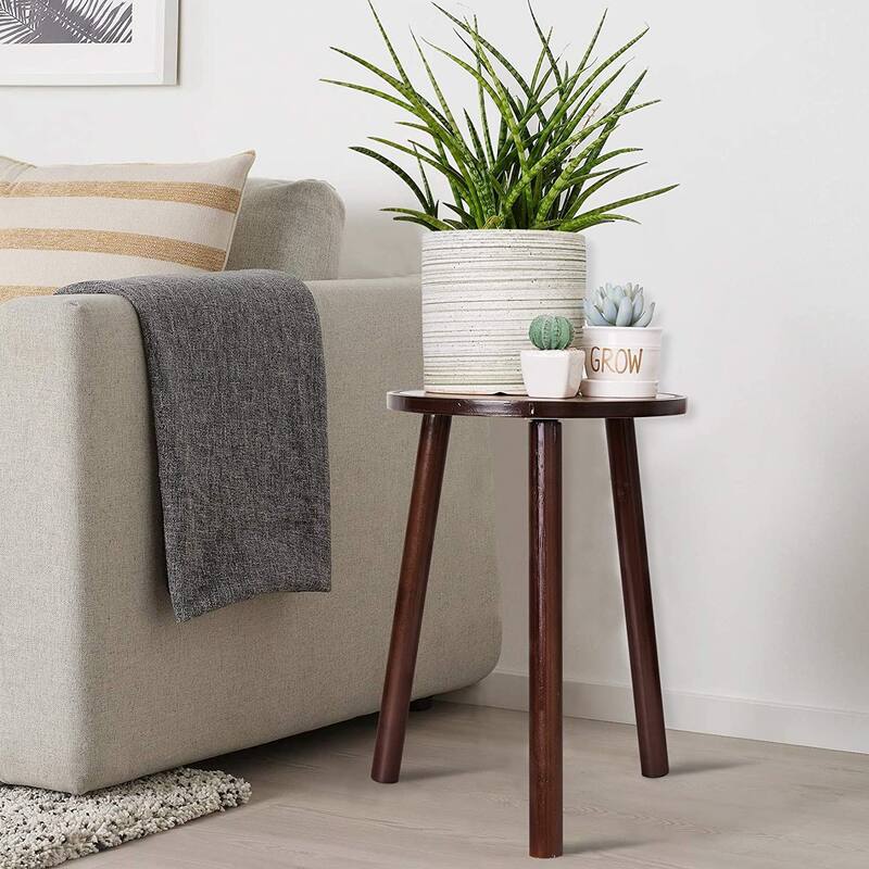 Wood Plant Stand Round Small Side Table Holder (set of 2)