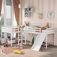 preview thumbnail 1 of 16, Solid Pine Wood Twin Size L-Shaped Loft Bed with Ladders and Slide White