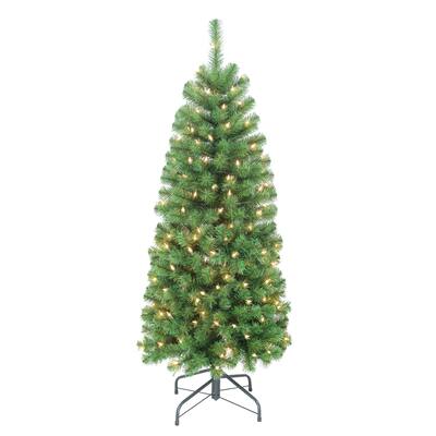 Puleo International Pre-Lit 4.5' Pencil Northern Fir Artificial Christmas Tree