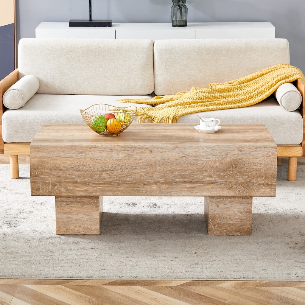 Wood Coffee Table Accent Table Sofa Side Table, Living Room Center Table with Spacious Top, Easy Assembly