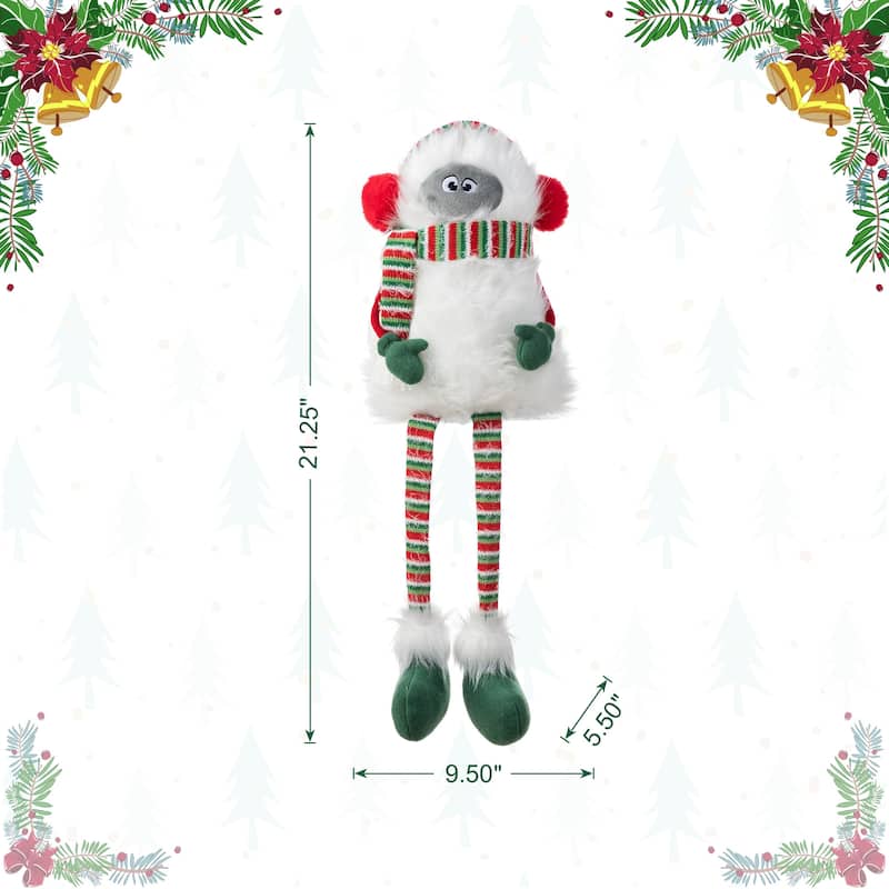 Glitzhome Fabric Christmas Yeti Snowman Highland Cow Shelf Sitters or Standing Figurines Decor