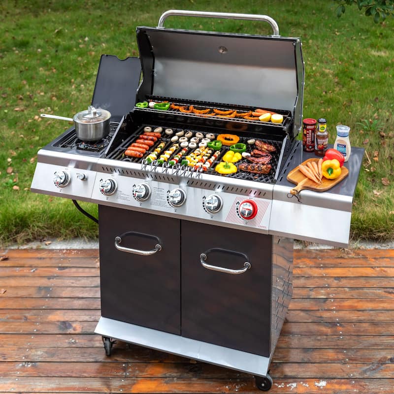 Royal Gourmet 5-Burner Gas Grill with Sear Burner & Side Burner, Grey