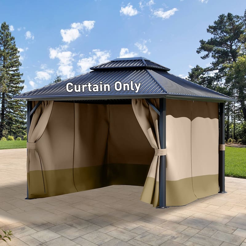 Aoodor Gazebo Curtain Replacement - Patio Privacy Curtains with Double Zipper(Curtain Only)