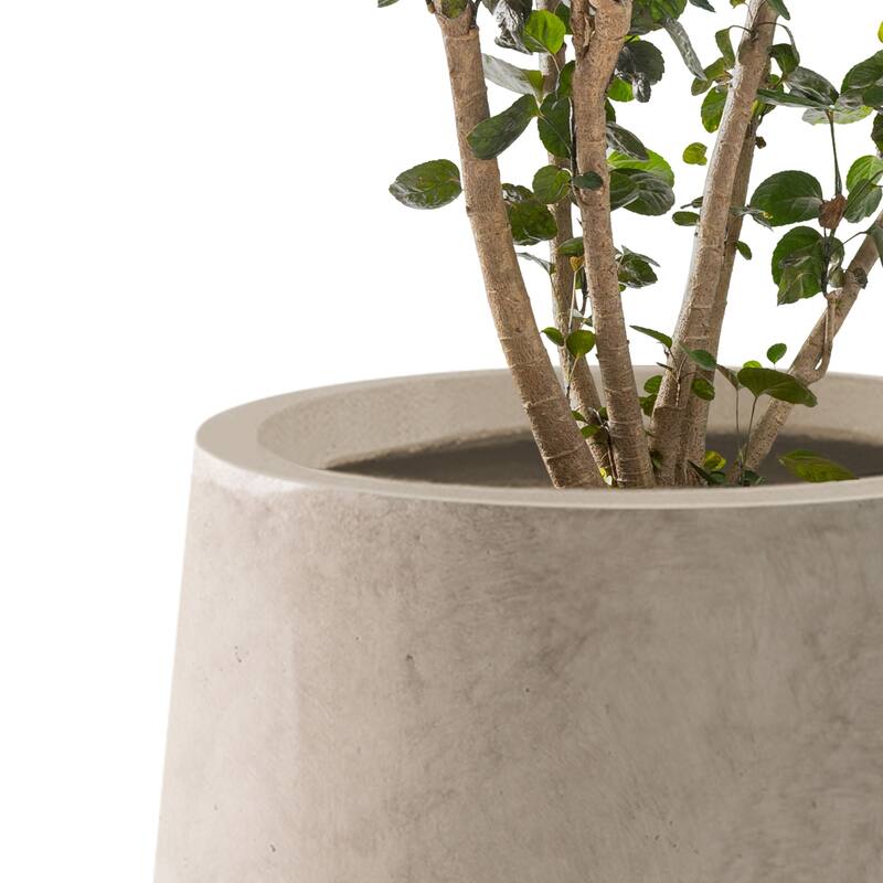 Kante 26.5", 20", 13.1"H Round Pure White Concrete Tall Planters (Set of 3), Outdoor/Indoor