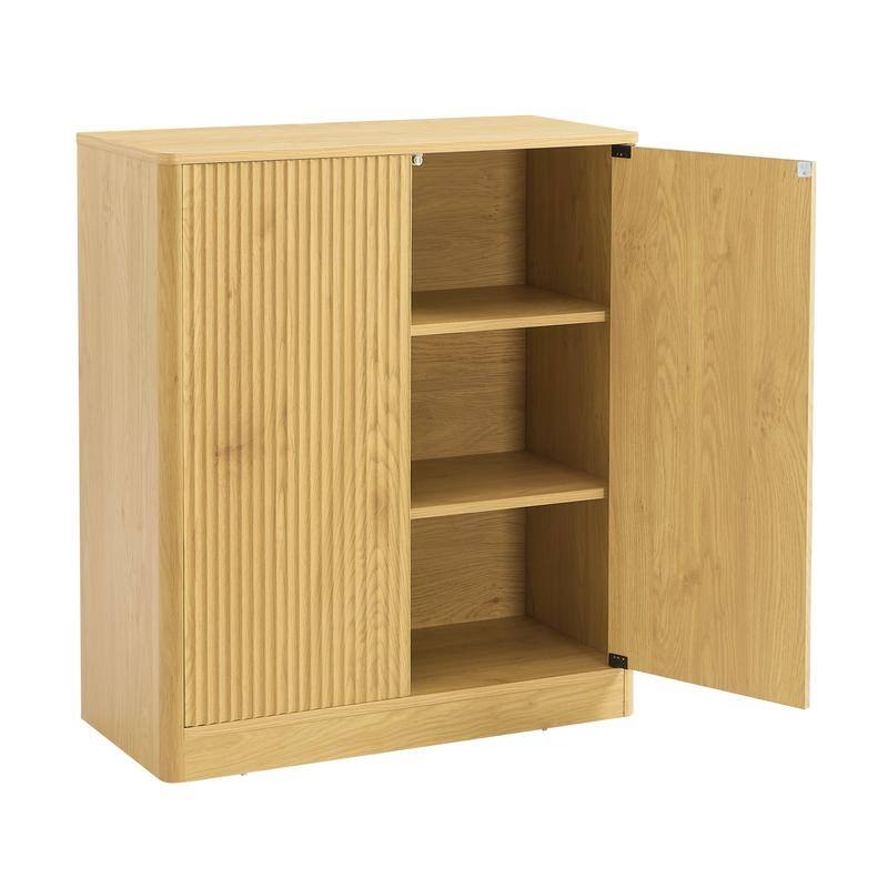 Fluted 31.5" Sideboard with Curved Design 2-Door Storage Cabinet for Stylish Organization