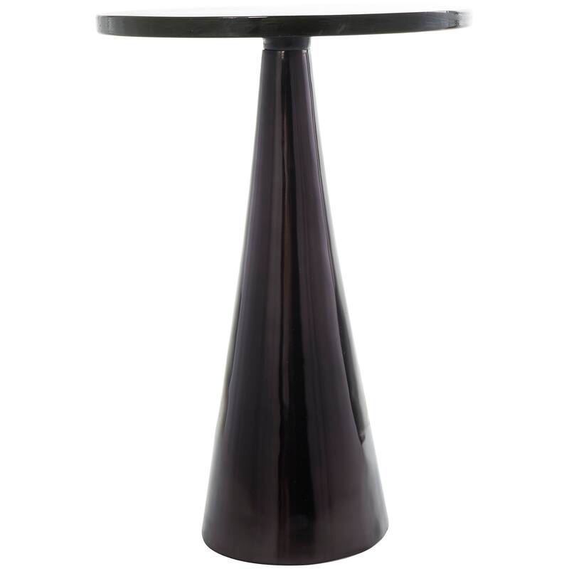 Gold or Black Aluminum Cone Geometric Accent Table with Textured Glass Tabletop
