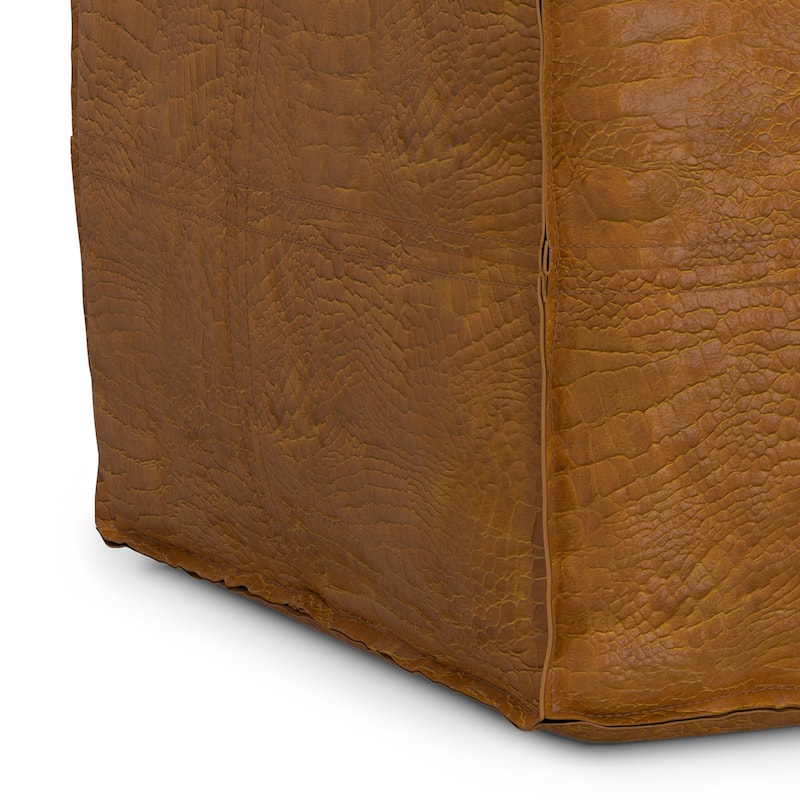 WYNDENHALL Wendal Boho Square Pouf in Faux Leather