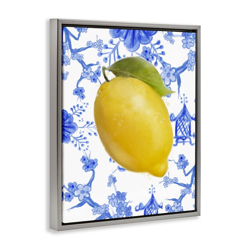 Stupell Lemon Over Chinoiserie Framed Floater Canvas Wall Art Design By Matthew Piotrowicz