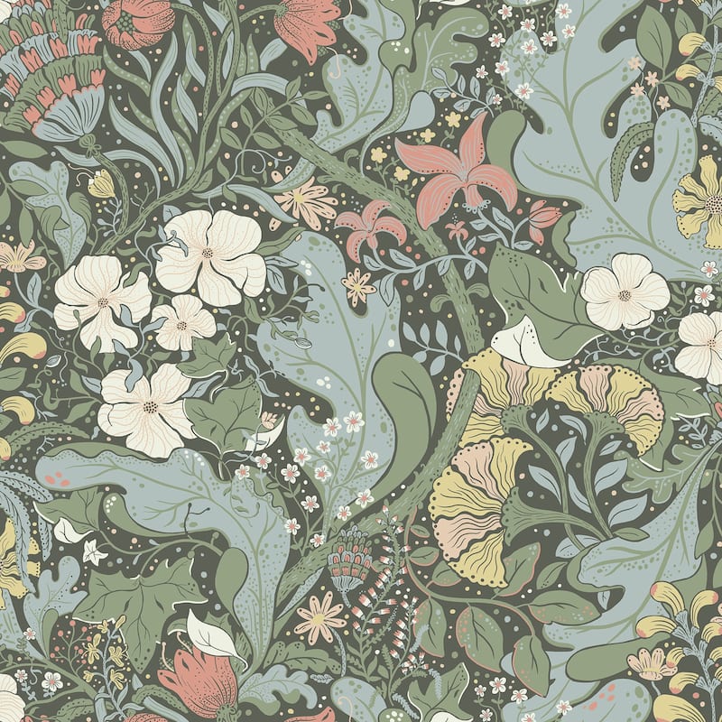 A-Street Prints Elise Green Nouveau Gardens Wallpaper