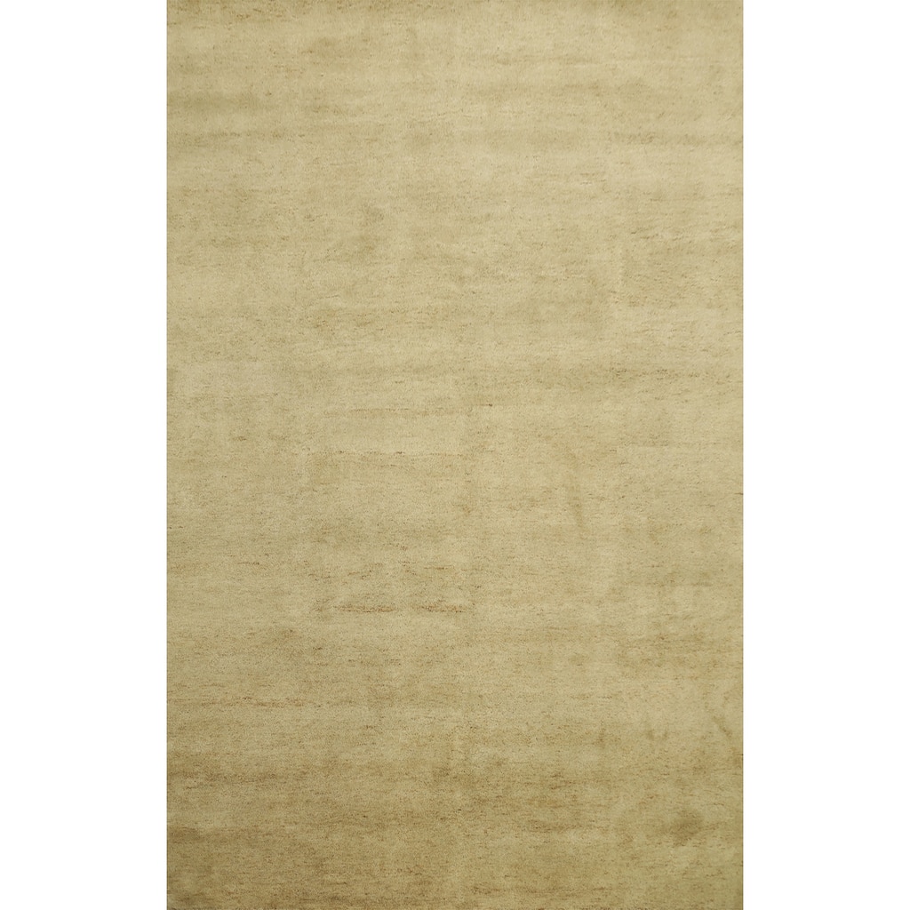 Hand Knotted Oriental 100% Wool Carpet Modern Solid Beige & Ivories Gabbeh Area Rug - 11' 1'' X 8' 1''