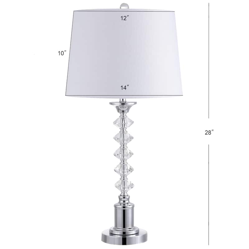 Kinsley 28" Crystal LED Table Lamp, Clear/Chrome (Set of 2) by JONATHAN Y
