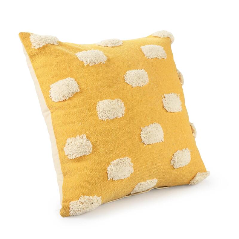 Textured Pom Pom Polka Dot Throw Pillow - 20" - Yellow and White