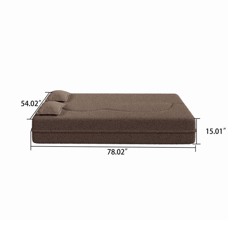 Modern Minimalist Compressed Upholstered Convertible Two-Seater Sofa Bed with 2 Pillows