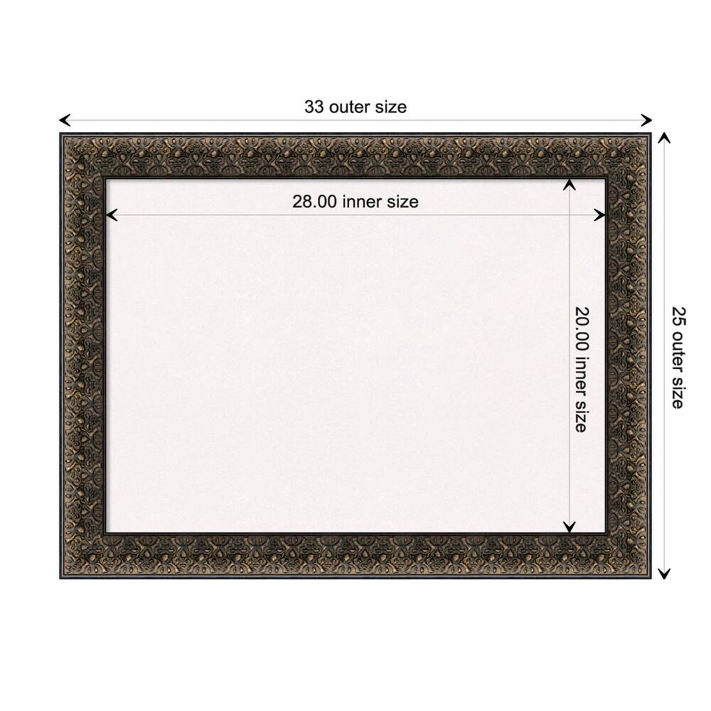 Intaglio Embossed Black Wood Framed White Corkboard Bulletin Board