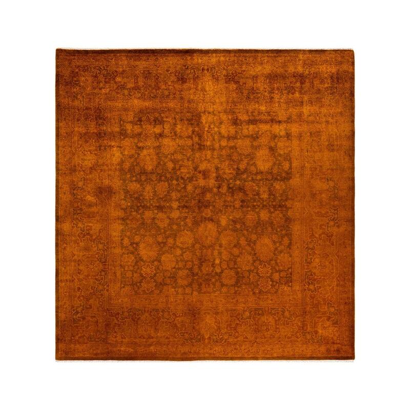 Overton Hand Knotted Wool Vintage Inspired Modern Contemporary Overdyed Gold Square Area Rug - 8' 2" x 8' 6"