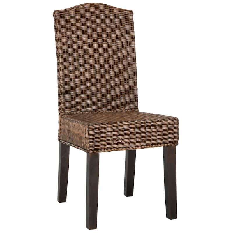 SAFAVIEH Margreet Grey Wicker Dining Chair (Set of 2) - 17.3" x 22" x 38.5" - 17"Wx22"Dx39"H