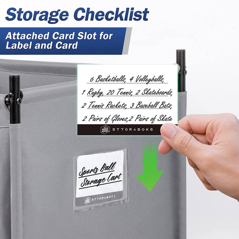 Sttoraboks Sports Ball Storage Cart with Wheels, Lockable Ball Organizer Basket for Garage Storage
