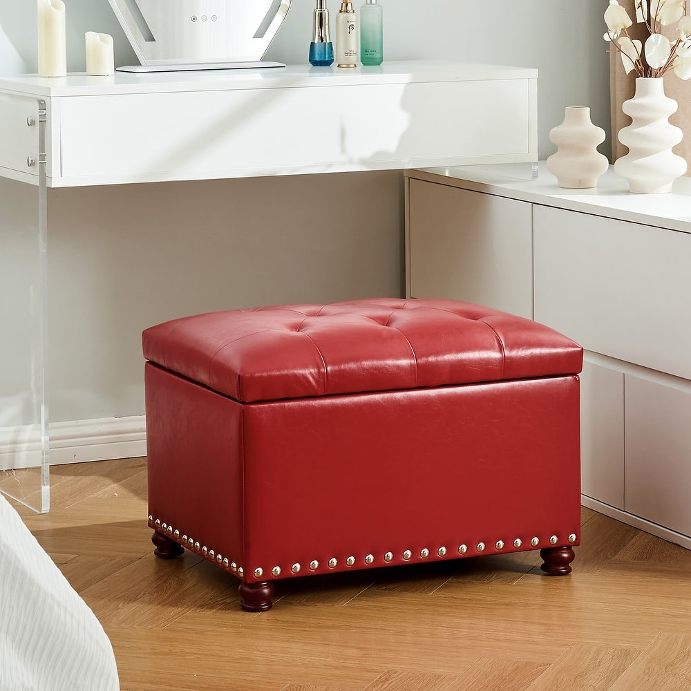 Adeco Contemporary Bench Lift-top Storage Ottoman