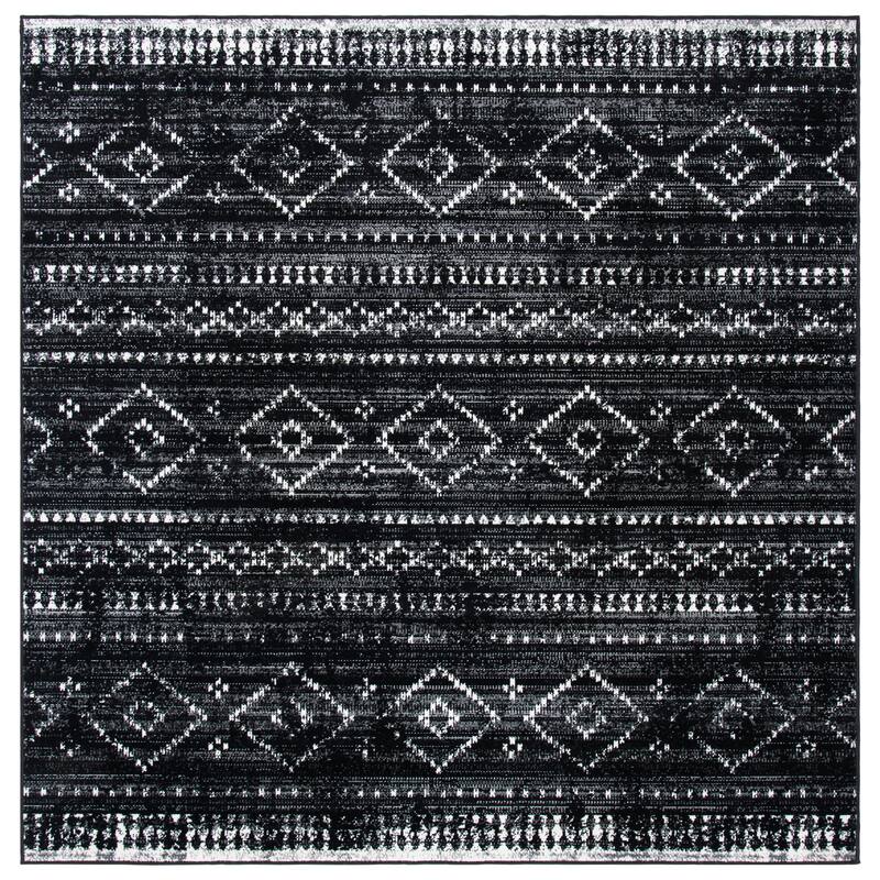 SAFAVIEH Montage Aimi Indoor/ Outdoor Waterproof Patio Backyard Rug - 6'7" Square - Grey/Black
