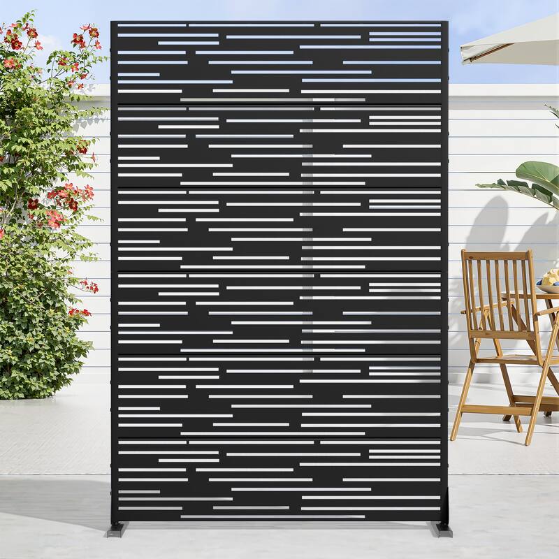 Dovelina 6ft.x 4ft. Outdoor Freestanding Metal Privacy Screen Decorative Garden Fence