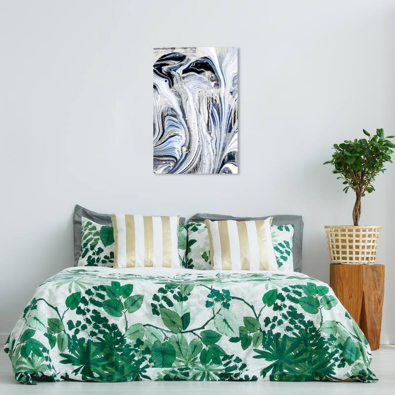 Wynwood Studio Canvas Abstract Centurion Blue Black and Modern & Contemporary Wall Art Canvas Print - 36 x 24