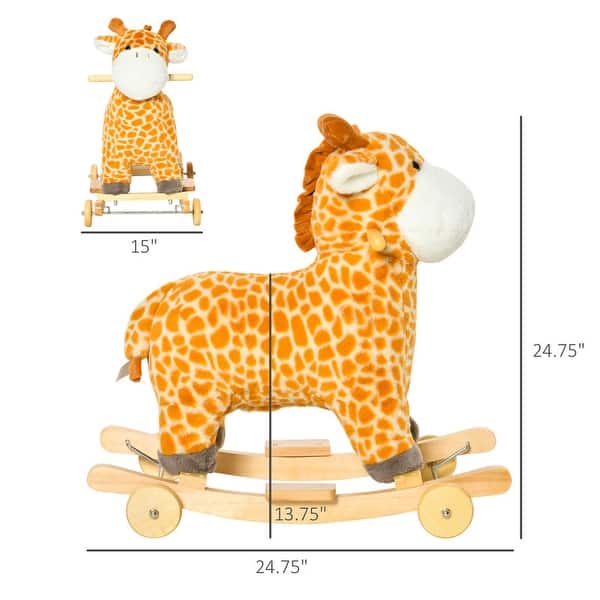 2-in-1 Kids Giraffe-shaped Plush Ride-On Rocking Horse Toy for Children 3 to 6 Years