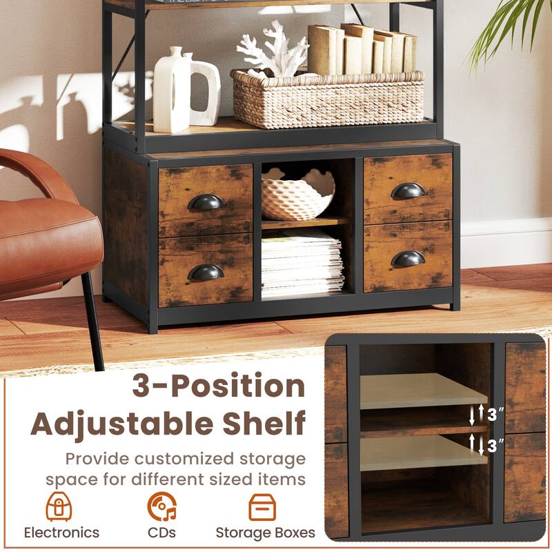 Gymax 2PCS 8-tier Bookshelf 79'' Freestanding Bookcase w/ 4 Fabric