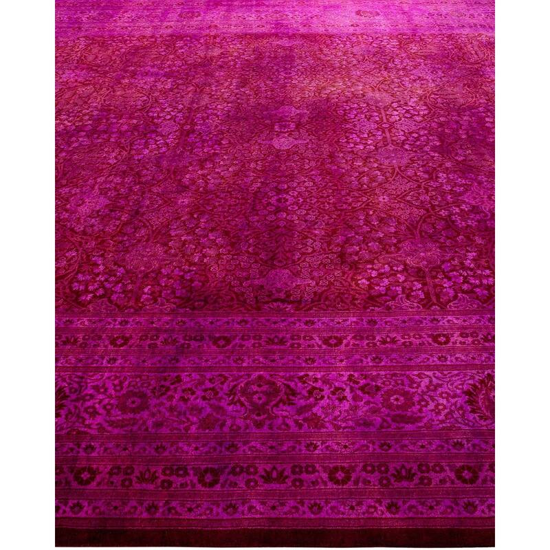 Overdyed, One-of-a-Kind Hand-Knotted Area Rug - Pink - 10' 10" x 15' 10"