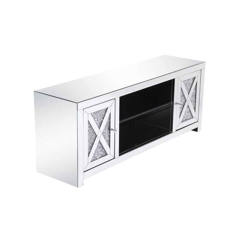 59 in. Mirrored TV stand with Crystals