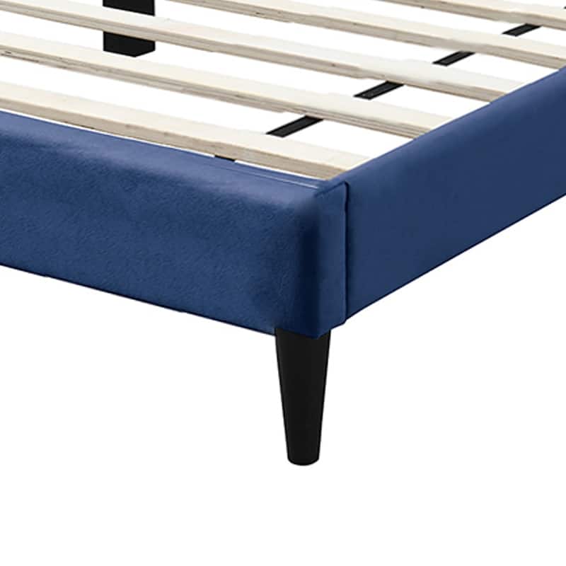 Velvet Upholstered Adjustable Headboard Full Bed with Tufting Design
