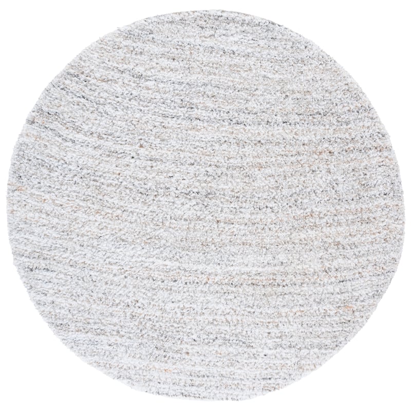 SAFAVIEH Handmade Glory Shag Stergiani Rug - 6' Round - Ivory/Beige
