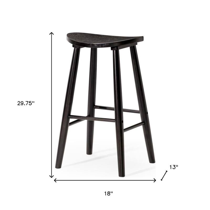 HomeRoots 30" Black Solid Wood Backless Bar Height Bar Chair