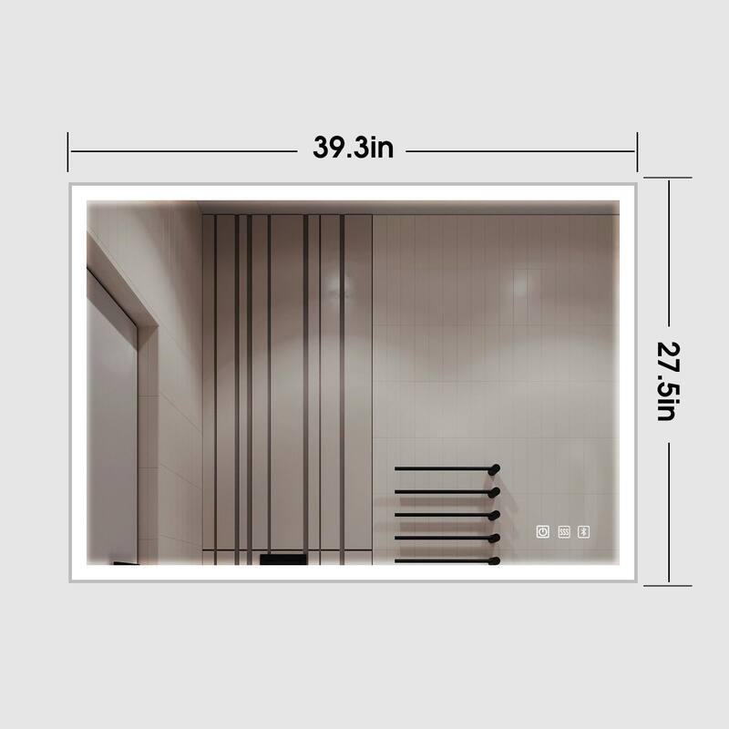 Rectangular Aluminum Framed Multi-functional Wall Mounted LED Bathroom Vanity Mirror