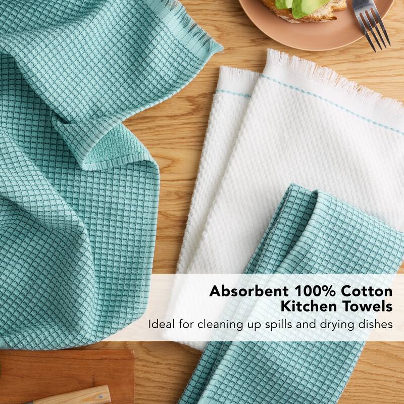 KITCHENAID Gourmet Series Gridlines Kitchen Towels 3-Pack Set, 100% Cotton Absorbent - 18"x28"