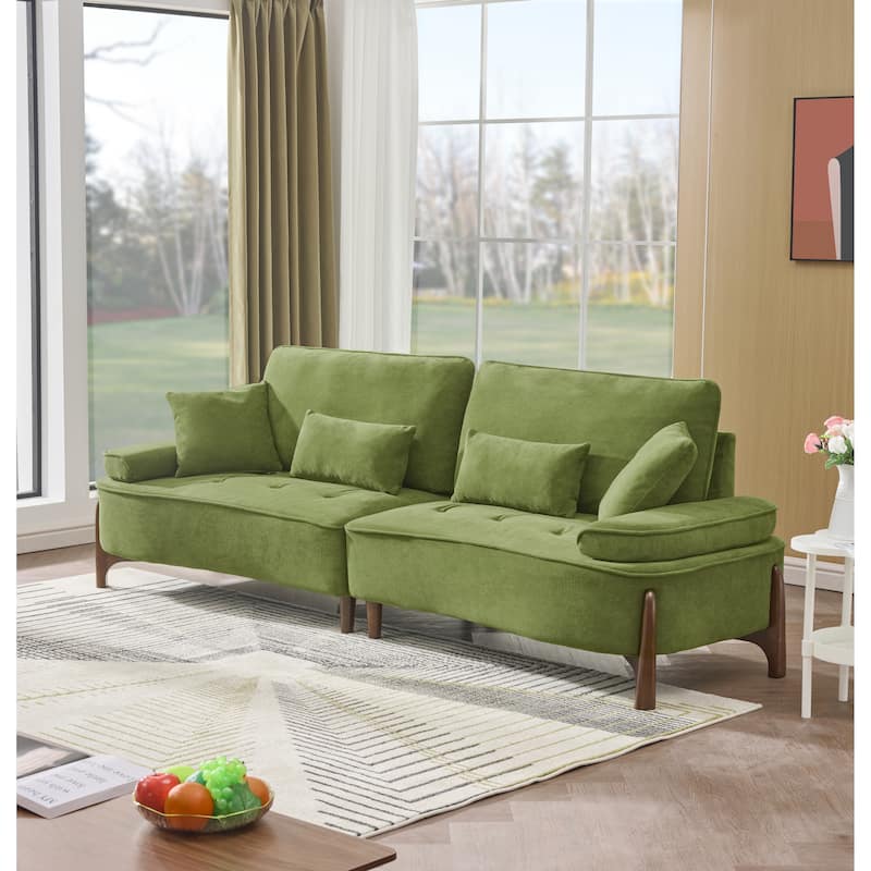103-inch Green Foam Sofa with Pillows for Multiple Spaces