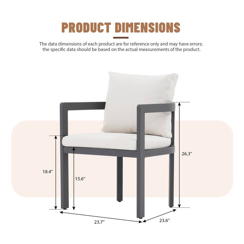 Outdoor Aluminum Dining Chairs with Cushions & Armrests