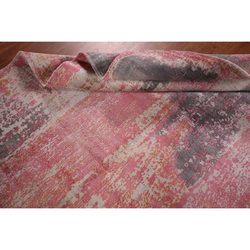 Contemporary Abstract Indian Area Rug Hand-Knotted Modern Wool Carpet - 5'11"x 8'11"