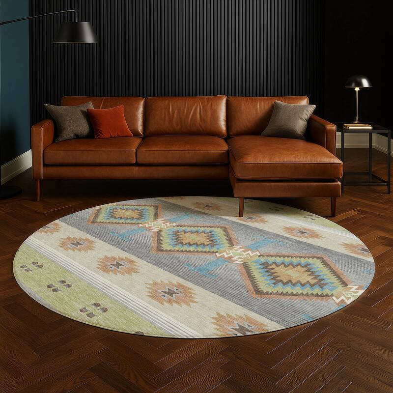 Machine Washable Indoor/ Outdoor Global Chennai Chantille Rug