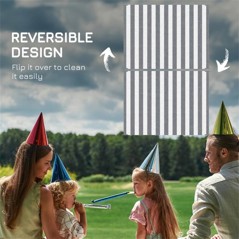 Waterproof Reversible Outdoor Rug with Carry Bag Foldable Picnic Blanket for Camping, RV Trips, Beach - 107.75" W x 143.75" L