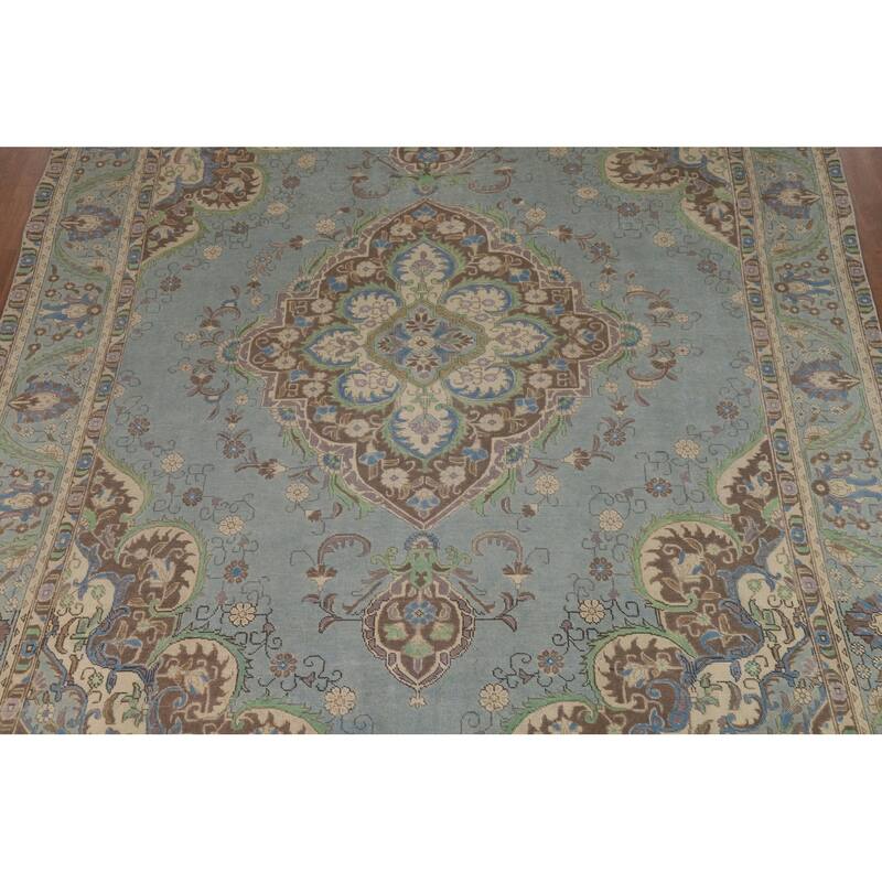 Floral / Medallion Tabriz Persian Area Rug Hand-Knotted Wool Carpet - 9'6"x 12'7"