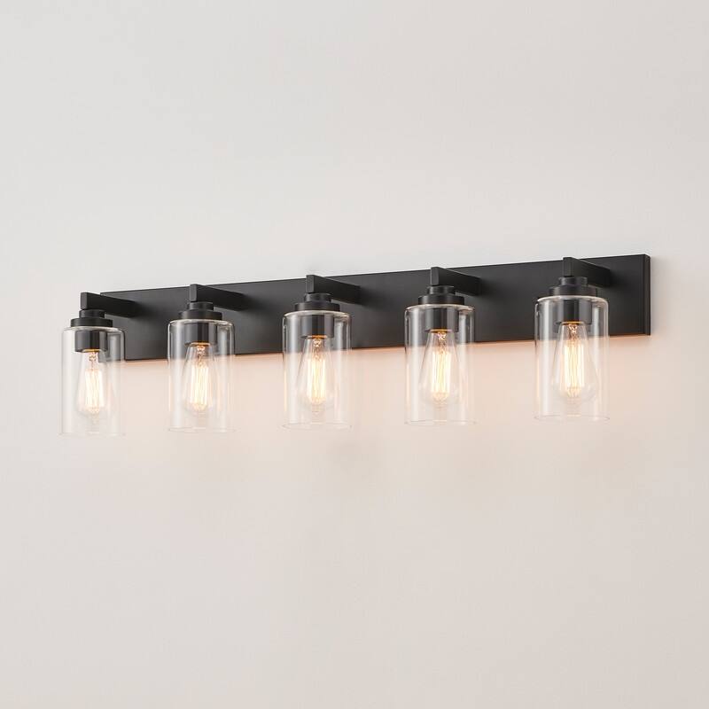 KAWOTI 5-Light Bathroom Vanity Light with Clear Glass Shade