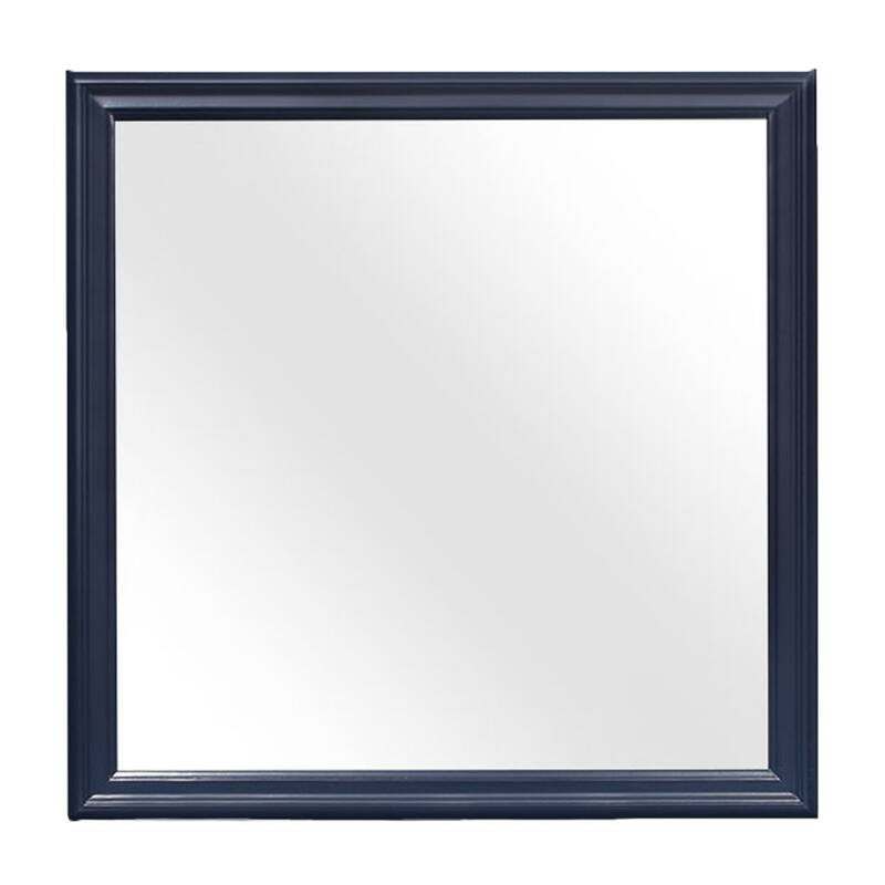 HomeRoots 38" Blue Square Wood Framed Accent Mirror - 38.19' X '38.19' X '1