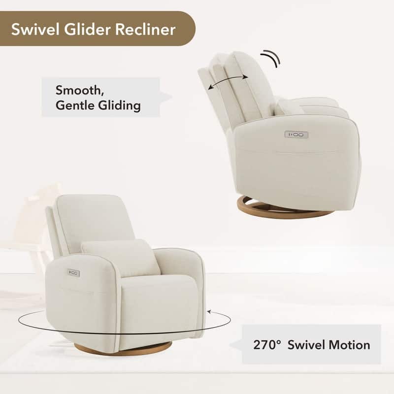 Spruce & Spring Power Swivel Recliner Chair Nursery Glider with Lumber Pillow